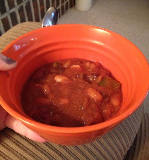 Homemade pumpkin chili (sans cheese!)